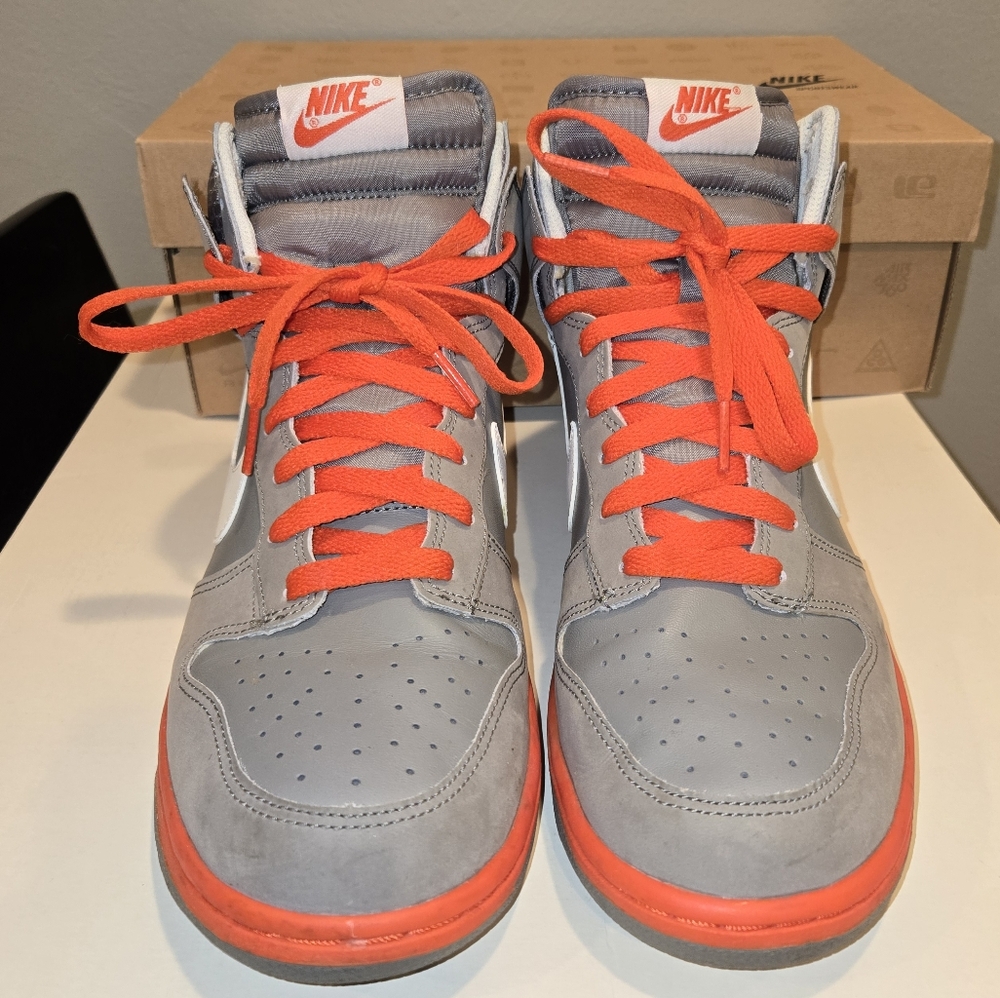 Nike Dunk High Size 10 Charcoal And Orange